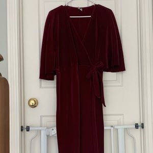 ASOS burgundy velvet corduroy formal dress